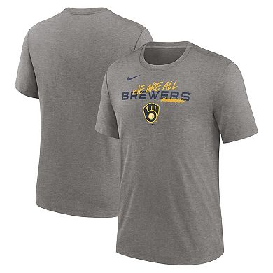 Men's Nike Heather Charcoal Milwaukee Brewers We Are All Tri-Blend T-Shirt