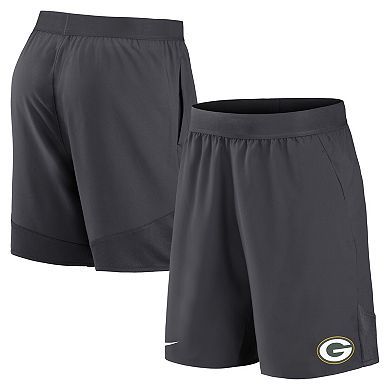 Men's Nike Anthracite Green Bay Packers Stretch Woven Shorts