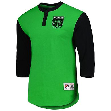 Men's Mitchell & Ness Green Austin FC Legendary Henley Long Sleeve T-Shirt