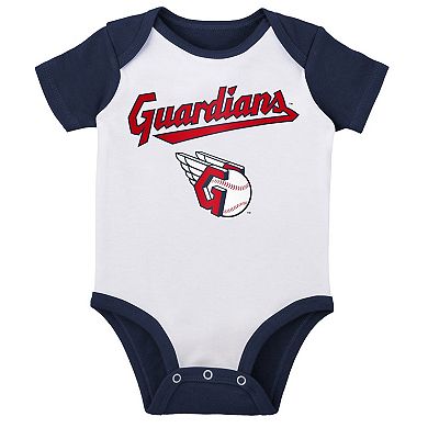 Infant White/Heather Gray Cleveland Guardians Two-Pack Little Slugger Bodysuit Set