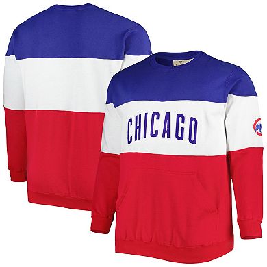 Men's Royal/Red Chicago Cubs Big & Tall Pullover Sweatshirt