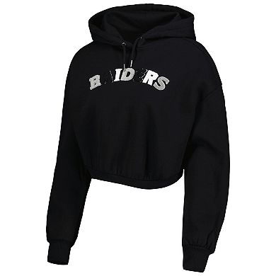 Women's The Wild Collective Black Las Vegas Raiders Cropped Pullover Hoodie