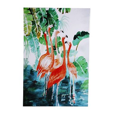 Set of 2 Pink and Green Botanical Flamingos Printed Rectangular Wall Art Decor 47" x 31.5"
