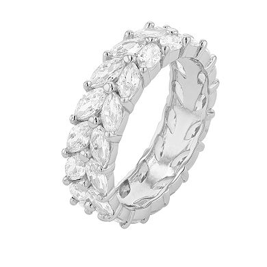 Collette Z Sterling Silver Cubic Zirconia Marquise Double-Row Ring