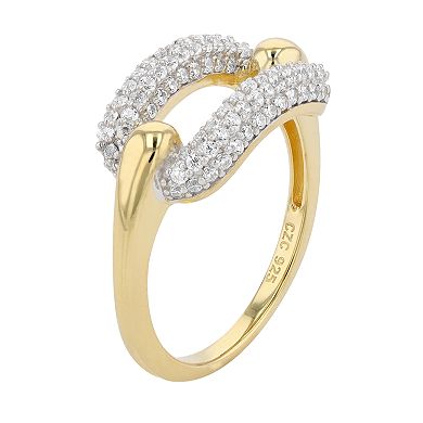 14k Gold Over Sterling Silver Cubic Zirconia Open Link Stacking Ring