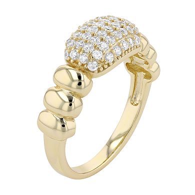 14k Gold Over Sterling Silver Cubic Zirconia Pave Scalloped Ring
