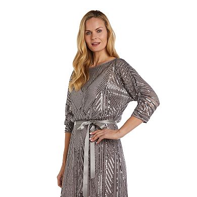 Women's R&M Richards Dolman Sleeve Blouson Sequin Gown