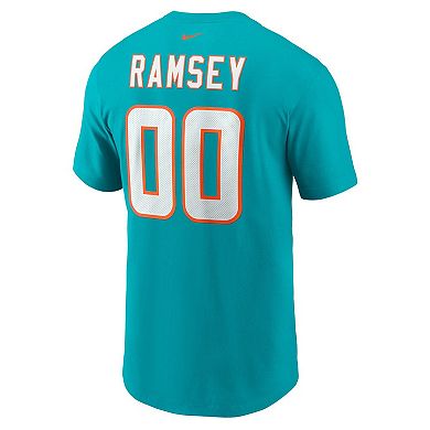 Men's Nike Jalen Ramsey Aqua Miami Dolphins Player Name & Number T-Shirt
