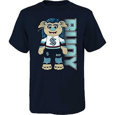 Youth Deep Sea Blue Seattle Kraken Mascot Cheer T-Shirt