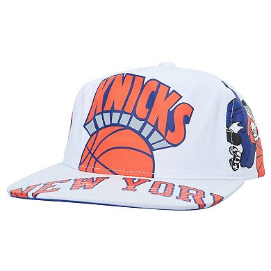Men's Mitchell & Ness  White New York Knicks Hardwood Classics In Your Face Deadstock Snapback Hat