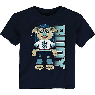 Toddler Deep Sea Blue Seattle Kraken Mascot Cheer T-Shirt