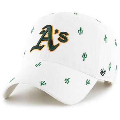 Women's '47 White Oakland Athletics Spring Training Confetti Clean Up Adjustable Hat