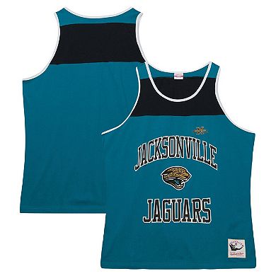 Men's Mitchell & Ness Teal/Black Jacksonville Jaguars Gridiron Classics Heritage Colorblock Tank Top