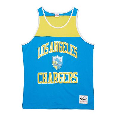 Men's Mitchell & Ness Powder Blue/Gold Los Angeles Chargers Gridiron Classics Heritage Colorblock Tank Top