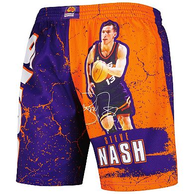 Men's Mitchell & Ness Steve Nash Purple Phoenix Suns Hardwood Classics Player Burst Shorts