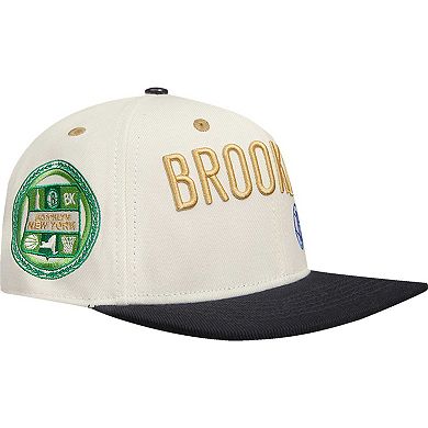 Men's Cream/Black Brooklyn Nets Album Cover Snapback Hat