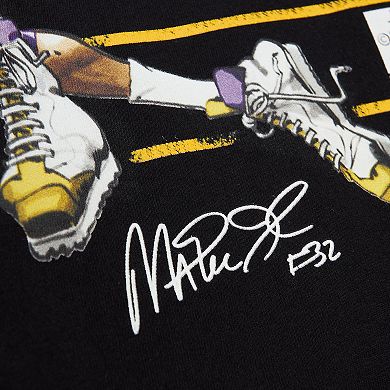 Men's Mitchell & Ness Magic Johnson Black Los Angeles Lakers Hardwood Classics Caricature T-Shirt