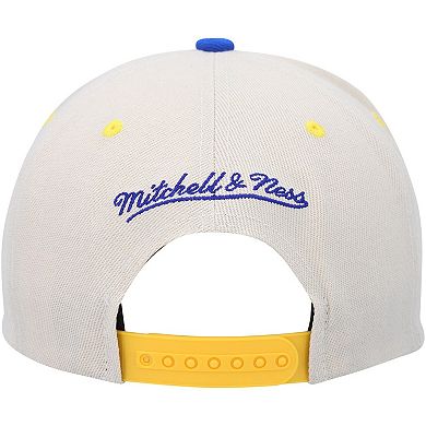 Men's Mitchell & Ness Cream/Royal Golden State Warriors Hardwood Classics Pop Snapback Hat