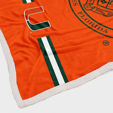Miami Hurricanes 60'' x 80'' University Seal Flannel Sherpa Blanket