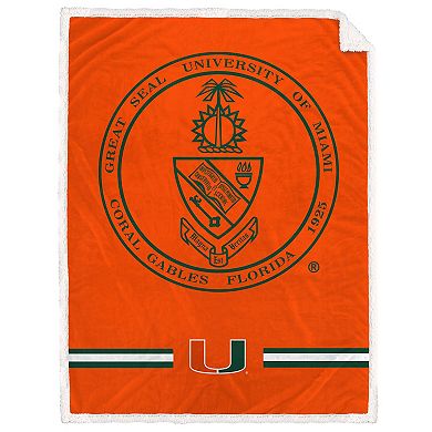 Miami Hurricanes 60'' x 80'' University Seal Flannel Sherpa Blanket