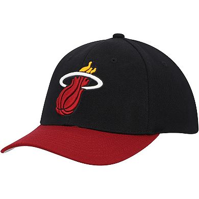 Men's Mitchell & Ness Black/Red Miami Heat MVP Team Two-Tone 2.0 Stretch-Snapback Hat