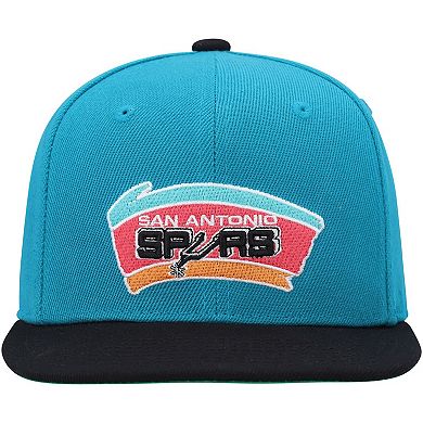 Youth Mitchell & Ness Teal/Black San Antonio Spurs Two-Tone Snapback Hat