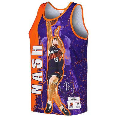 Men's Mitchell & Ness Steve Nash Purple Phoenix Suns 1996-97 Hardwood Classics Player Burst Tank Top