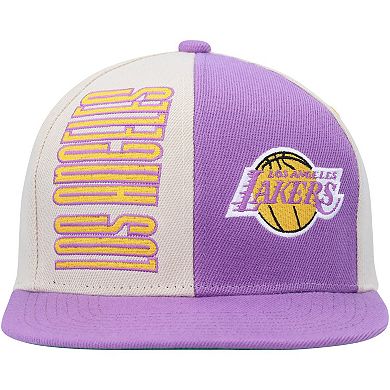 Men's Mitchell & Ness Cream/Purple Los Angeles Lakers Hardwood Classics Pop Snapback Hat