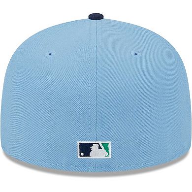 Men's New Era Light Blue/Navy New York Mets Green Undervisor 59FIFTY Fitted Hat