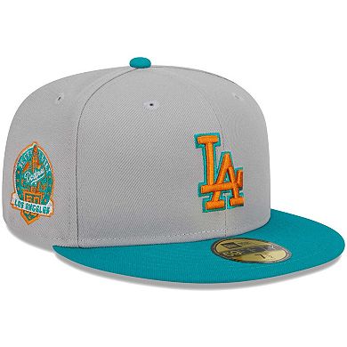 Men's New Era Gray/Teal Los Angeles Dodgers  59FIFTY Fitted Hat