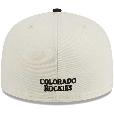 Men's New Era Stone/Black Colorado Rockies Chrome 59FIFTY Fitted Hat