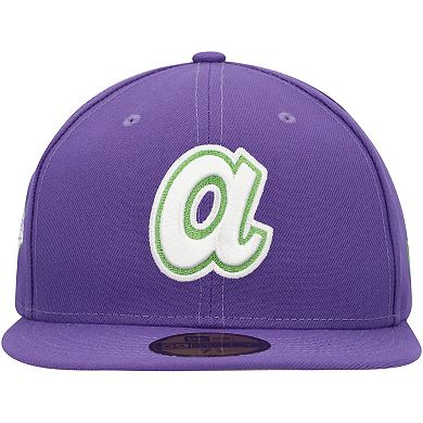 Men's New Era Purple Atlanta Braves Lime Side Patch 59FIFTY Fitted Hat