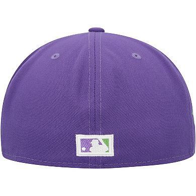 Men's New Era Purple Atlanta Braves Lime Side Patch 59FIFTY Fitted Hat