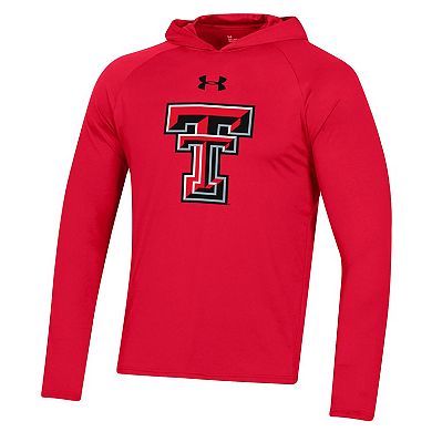 Men's Under Armour  Red Texas Tech Red Raiders School Logo Raglan Long Sleeve Hoodie Performance T-Shirt