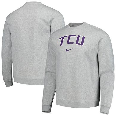 Men's Nike Heather Gray TCU Horned Frogs Arch Club Fleece Pullover Sweatshirt