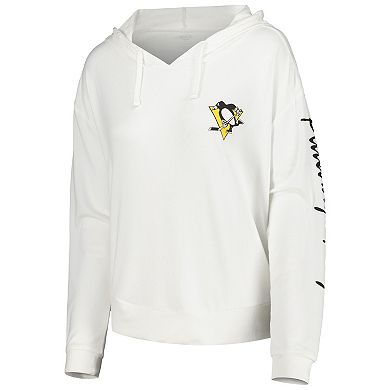 Women's Concepts Sport White Pittsburgh Penguins Accord Hacci Long Sleeve Hoodie T-Shirt