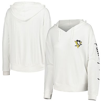 Women's Concepts Sport White Pittsburgh Penguins Accord Hacci Long Sleeve Hoodie T-Shirt