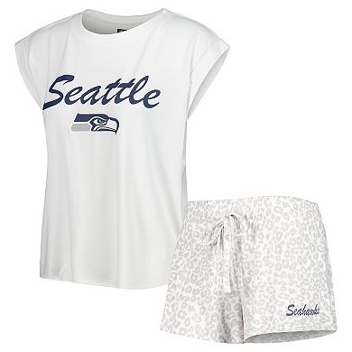 Women's Concepts Sport White/Cream Seattle Seahawks Montana Knit T-Shirt & Shorts Sleep Set