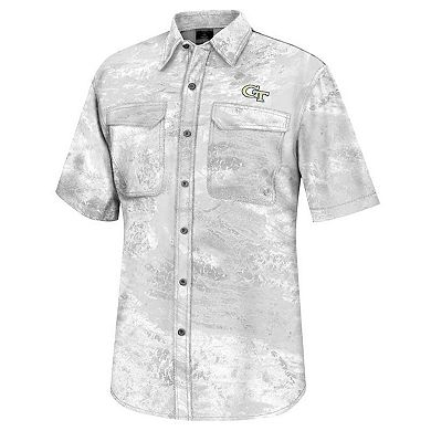 Men's Colosseum  White Georgia Tech Yellow Jackets Realtree Aspect Charter Full-Button Fishing Shirt