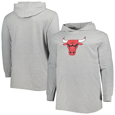 Men's Fanatics Branded Heather Gray Chicago Bulls Big & Tall Pullover Hoodie
