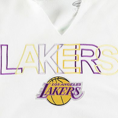 Women's Concepts Sport  White Los Angeles Lakers Sunray Notch Neck Long Sleeve T-Shirt