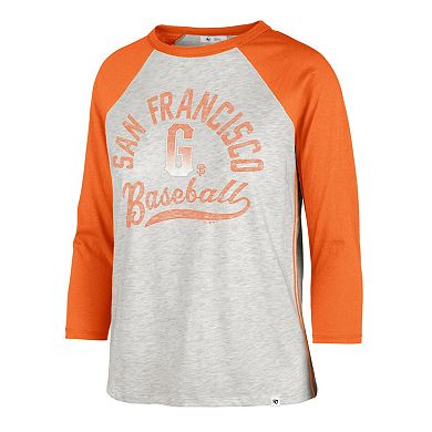 Women's '47 Gray San Francisco Giants City Connect Retro Daze Ava Raglan 3/4-Sleeve T-Shirt