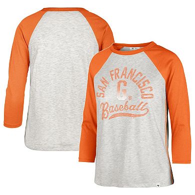 Women's '47 Gray San Francisco Giants City Connect Retro Daze Ava Raglan 3/4-Sleeve T-Shirt