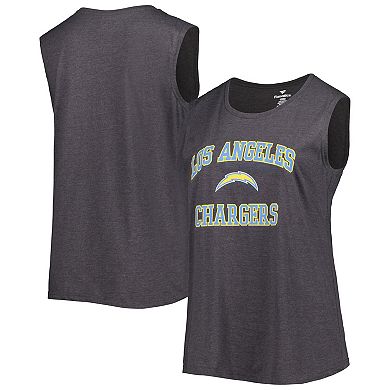 Women's Fanatics Branded Heather Charcoal Los Angeles Chargers Plus Size Tank Top
