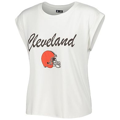 Women's Concepts Sport White/Cream Cleveland Browns Montana Knit T-Shirt & Shorts Sleep Set