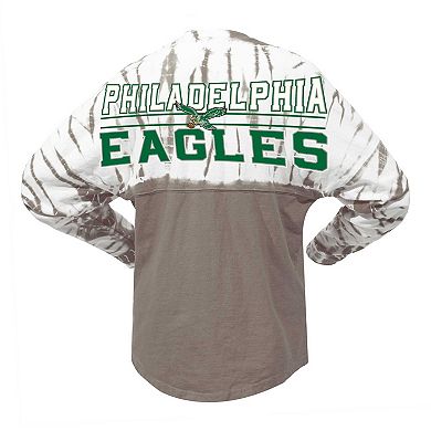 Women's Fanatics Branded Silver Philadelphia Eagles Vintage Bamboo Spirit Jersey Long Sleeve T-Shirt