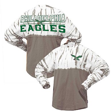 Women's Fanatics Branded Silver Philadelphia Eagles Vintage Bamboo Spirit Jersey Long Sleeve T-Shirt