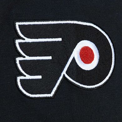 Men's Mitchell & Ness Black Philadelphia Flyers Legendary Slub Hoodie Long Sleeve T-Shirt