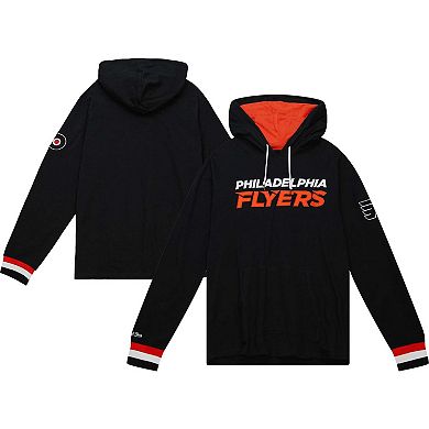 Men's Mitchell & Ness Black Philadelphia Flyers Legendary Slub Hoodie Long Sleeve T-Shirt