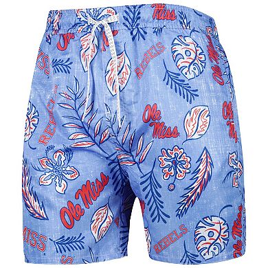 Men's Wes & Willy Powder Blue Ole Miss Rebels Vintage Floral Swim Trunks